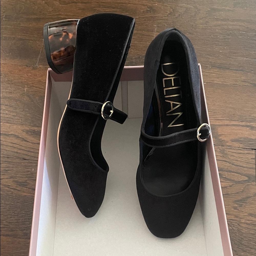 Delian Black Velvet Mary Jane Heels